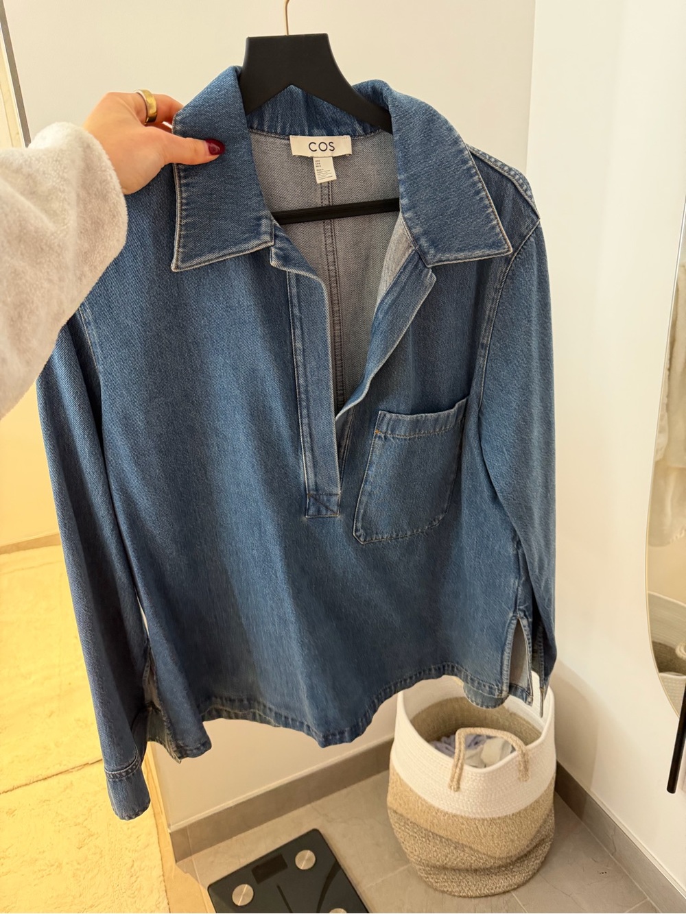 COS Blue Denim Polo Shirt